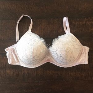 Lacy, sparkly, lightly lined bra